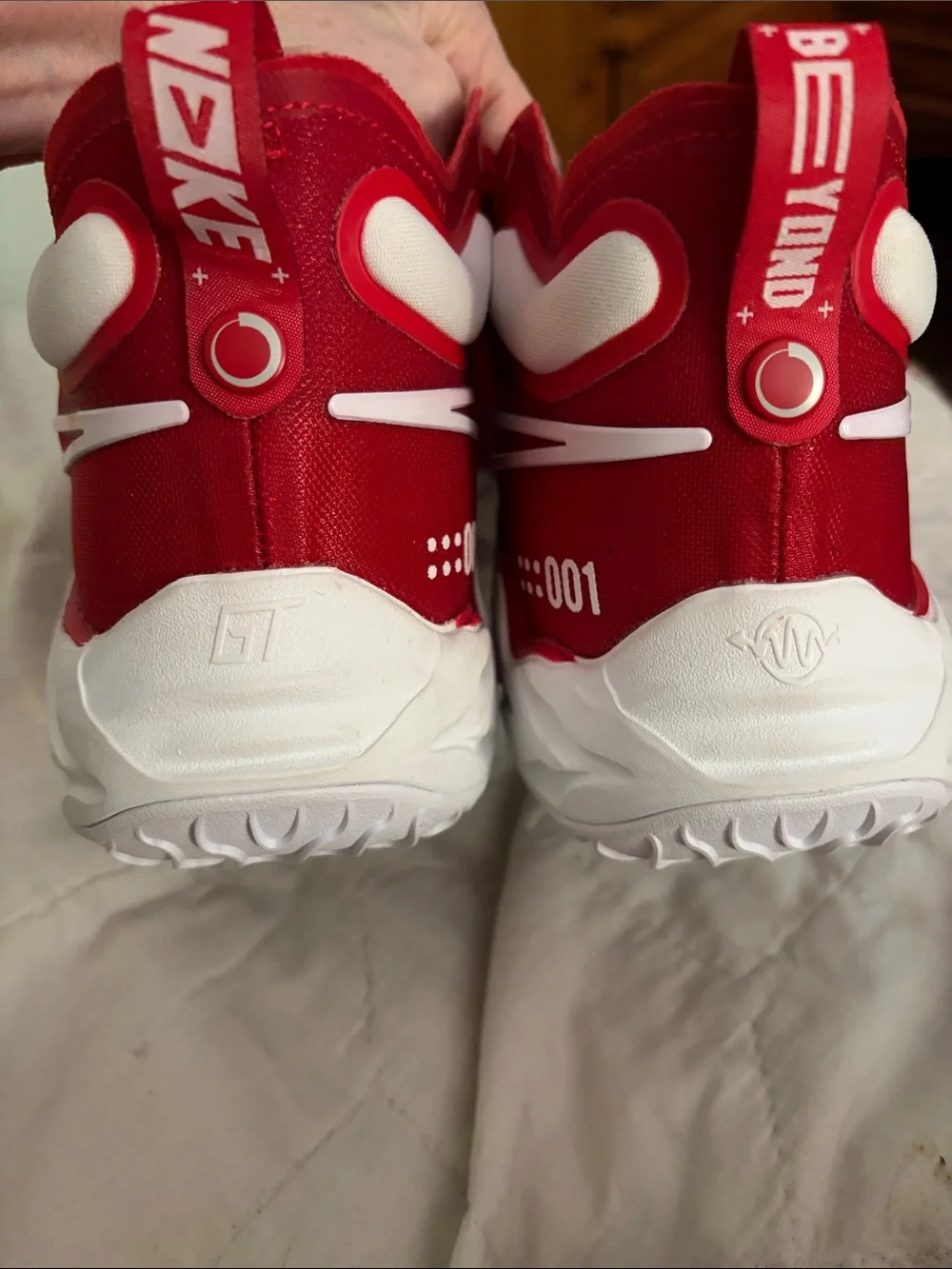 Nike Red and White High-Top Sneakers size 15